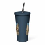 Wish You Were Beer – Insulated Tumbler with a Straw navy 20oz front — Snack Tracks - The Ultimate Parody Album Collection