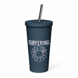 BUFFERING – Insulated Tumbler with a Straw navy 20oz left — Glitch State: Emotion Offline