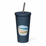 Insulated tumbler with a straw – Insulated Tumbler with a Straw navy 20oz left — Cornish Treasures