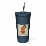 Aladdin Sane Carrot Parody Tumbler – Insulated Tumbler with a Straw navy 20oz left — Snack Tracks - The Ultimate Parody Album Collection