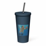 Nevermind the Donut – Insulated Tumbler with a Straw navy 20oz left — Snack Tracks - The Ultimate Parody Album Collection