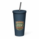 Cornish Calm – Insulated Tumbler with a Straw navy 20oz right — The Brutally Honest Collection