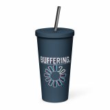 BUFFERING – Insulated Tumbler with a Straw navy 20oz right — Glitch State: Emotion Offline