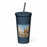 Wish You Were Beer – Insulated Tumbler with a Straw navy 20oz right — Snack Tracks - The Ultimate Parody Album Collection