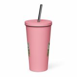 Green Lay Yokie Parody Insulated tumbler with a straw – Insulated Tumbler with a Straw pink 20oz back — Snack Tracks - The Ultimate Parody Album Collection