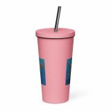 Nevermind the Donut – Insulated Tumbler with a Straw pink 20oz back — Snack Tracks - The Ultimate Parody Album Collection