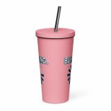 BUFFERING – Insulated Tumbler with a Straw pink 20oz front — Glitch State: Emotion Offline