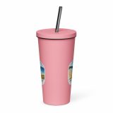 Insulated tumbler with a straw – Insulated Tumbler with a Straw pink 20oz front — Cornish Treasures