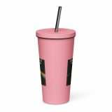 Dark Side of the Spoon – Insulated Tumbler with a Straw pink 20oz front — Snack Tracks - The Ultimate Parody Album Collection