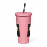 Bean Rhap – Insulated Tumbler with a Straw pink 20oz front — Snack Tracks - The Ultimate Parody Album Collection