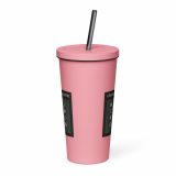 Unknown Snackers – Insulated Tumbler with a Straw pink 20oz front — Snack Tracks - The Ultimate Parody Album Collection