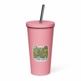 Trebah Garden Cornwall Artwork Design – Insulated Tumbler with a Straw pink 20oz left — Cornish Treasures