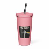 Dark Side of the Spoon – Insulated Tumbler with a Straw pink 20oz left — Snack Tracks - The Ultimate Parody Album Collection