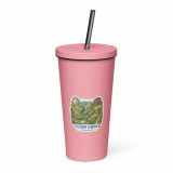 Trebah Garden Cornwall Artwork Design – Insulated Tumbler with a Straw pink 20oz right — Cornish Treasures