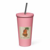 Aladdin Sane Carrot Parody Tumbler – Insulated Tumbler with a Straw pink 20oz right — Snack Tracks - The Ultimate Parody Album Collection