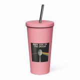 Dark Side of the Spoon – Insulated Tumbler with a Straw pink 20oz right — Snack Tracks - The Ultimate Parody Album Collection