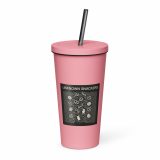 Unknown Snackers – Insulated Tumbler with a Straw pink 20oz right — Snack Tracks - The Ultimate Parody Album Collection