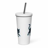Glitch Cat – Insulated Tumbler with a Straw white 20oz back — Glitch State: Emotion Offline