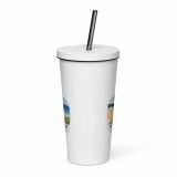 Insulated tumbler with a straw – Insulated Tumbler with a Straw white 20oz front — Cornish Treasures