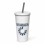 BUFFERING – Insulated Tumbler with a Straw white 20oz left — Glitch State: Emotion Offline