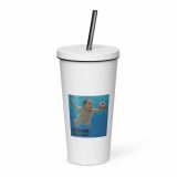 Nevermind the Donut – Insulated Tumbler with a Straw white 20oz left — Snack Tracks - The Ultimate Parody Album Collection