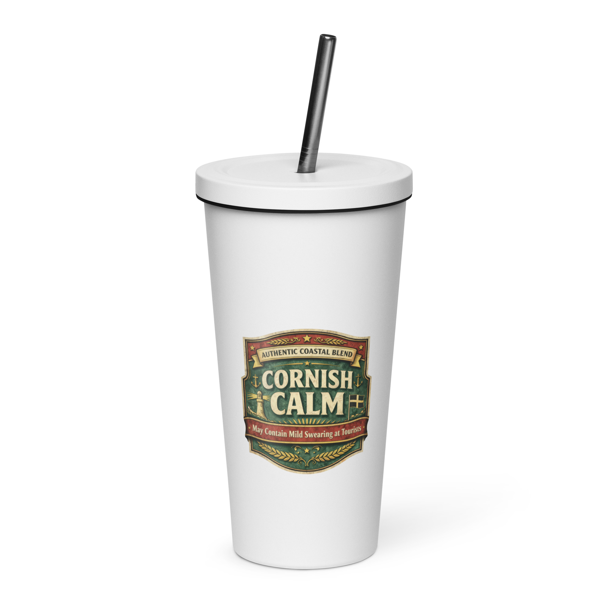 Cornish Calm – May Contain Mild Swearing - Insulated tumbler with a straw