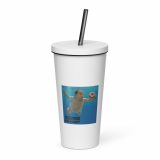 Nevermind the Donut – Insulated Tumbler with a Straw white 20oz right — Snack Tracks - The Ultimate Parody Album Collection