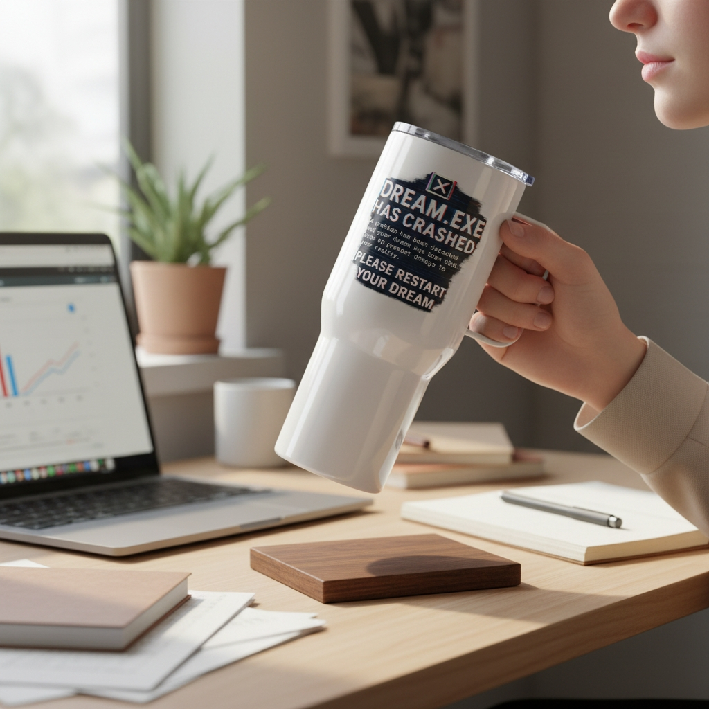 DREAM HAS CRASHED - Travel mug with a handle