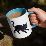 Glitch Cat – Digital Shadow Stalker - Mug with Color Inside
