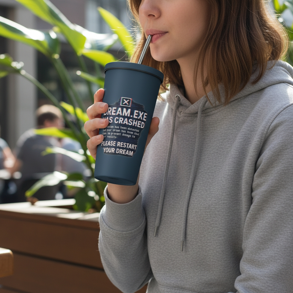 DREAM HAS CRASHED - Insulated tumbler with a straw