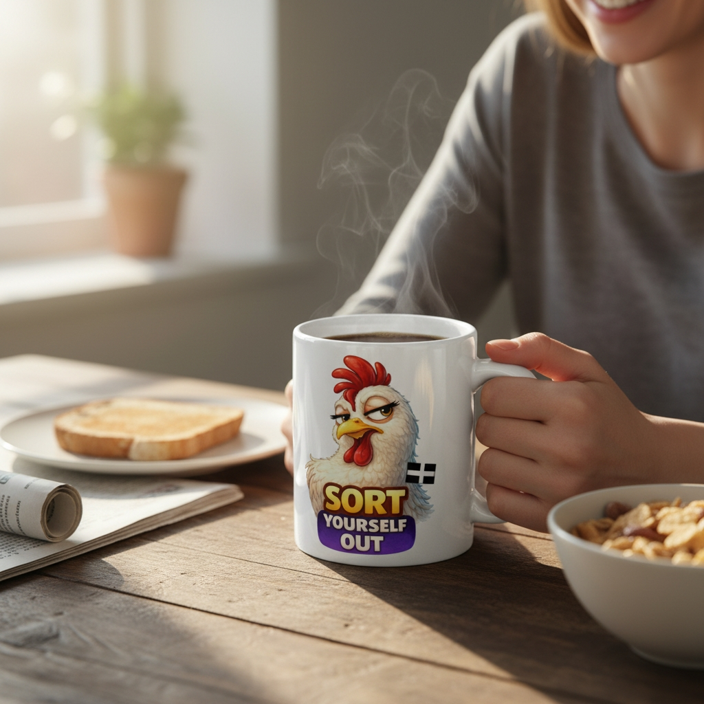 SORT YOURSELF OUT - HEN -White glossy mug