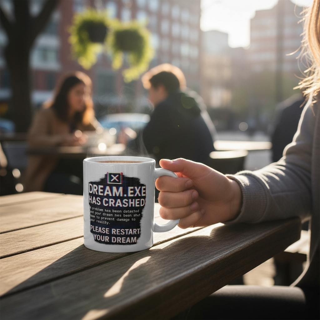 DREAM HAS CRASHED - White glossy mug