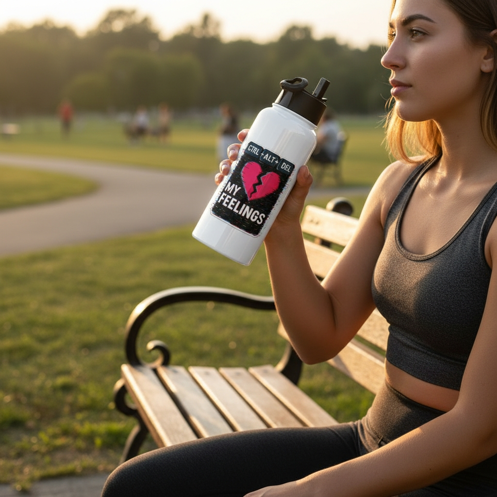 CTRL+ALT+DEL MY FEELINGS - Stainless steel water bottle with a straw lid