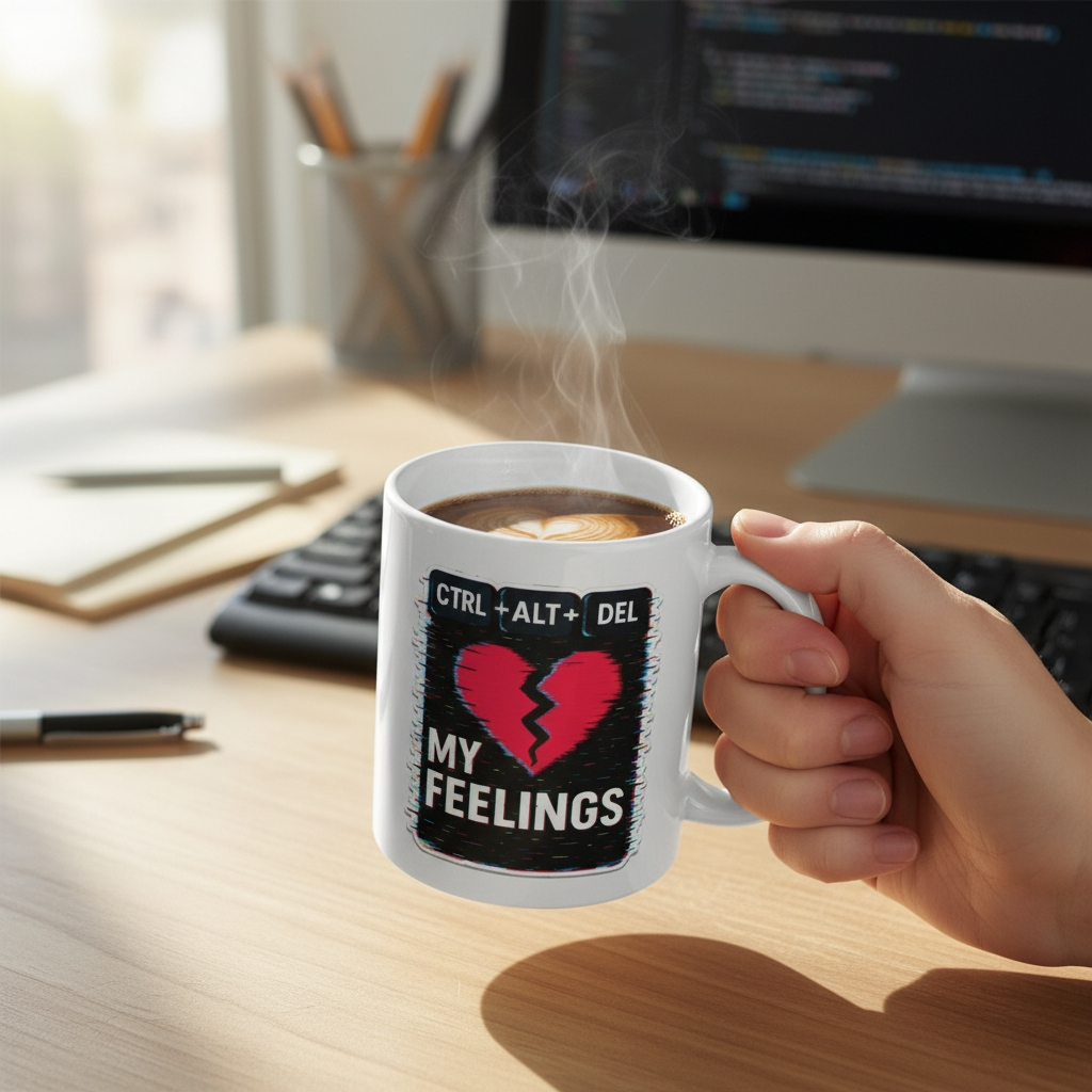 CTRL+ALT+DEL MY FEELINGS - White glossy mug