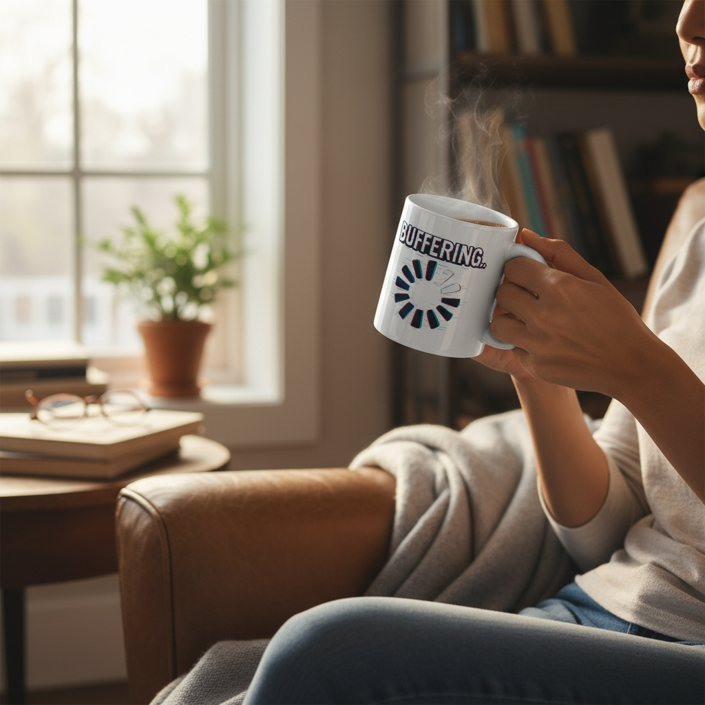 BUFFERING - White glossy mug