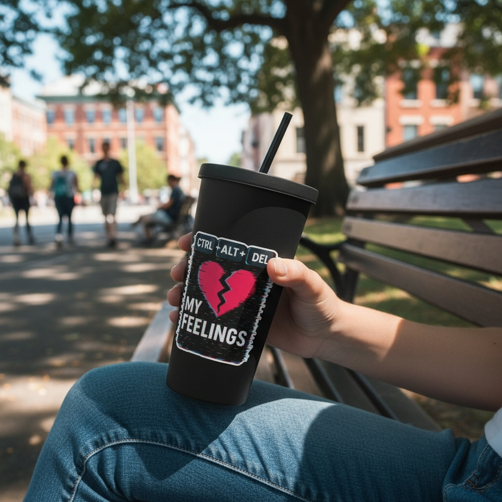 CTRL+ALT+DEL MY FEELINGS - Insulated tumbler with a straw