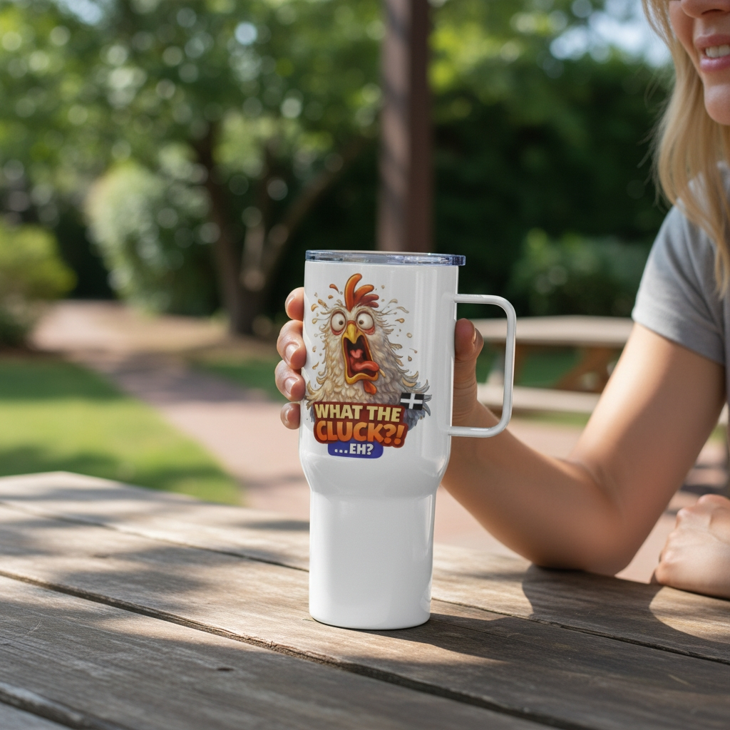 WHAT THE CLUCK EH - COCKREL - Travel mug with a handle