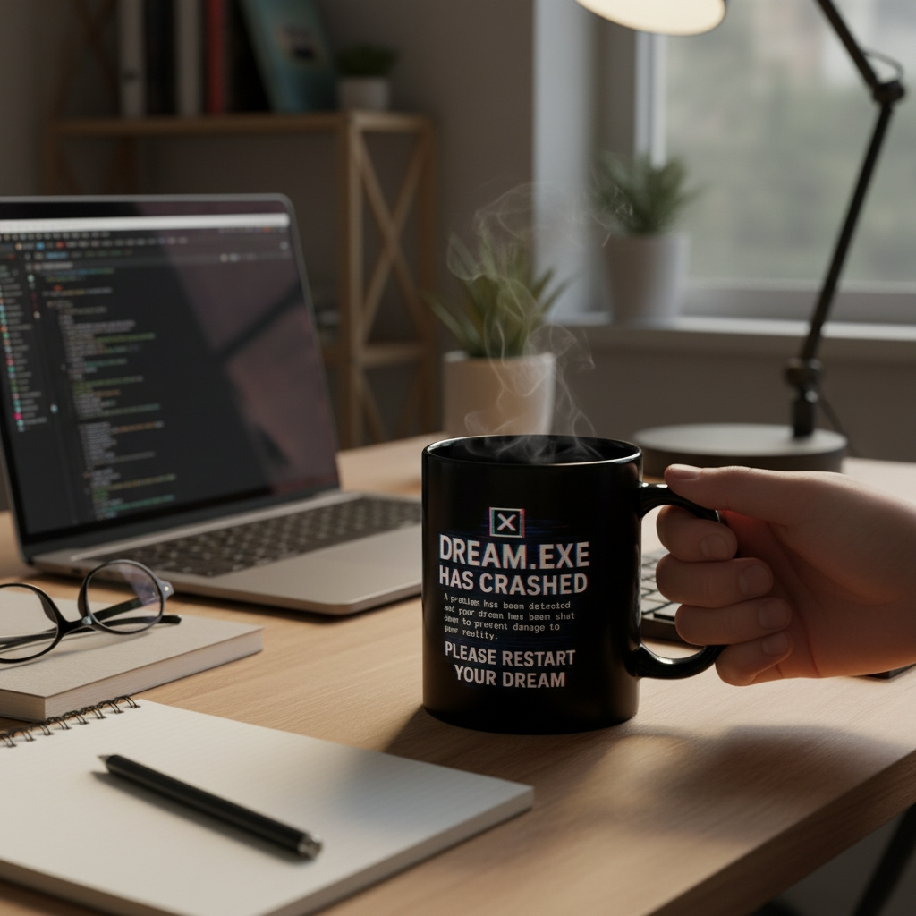 DREAM HAS CRASHED - Black Glossy Mug