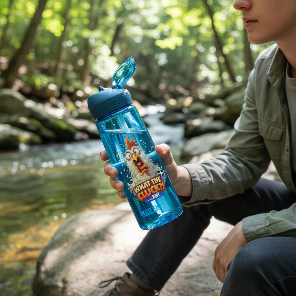 WHAT THE CLUCK EH - COCKREL - Flip straw water bottle