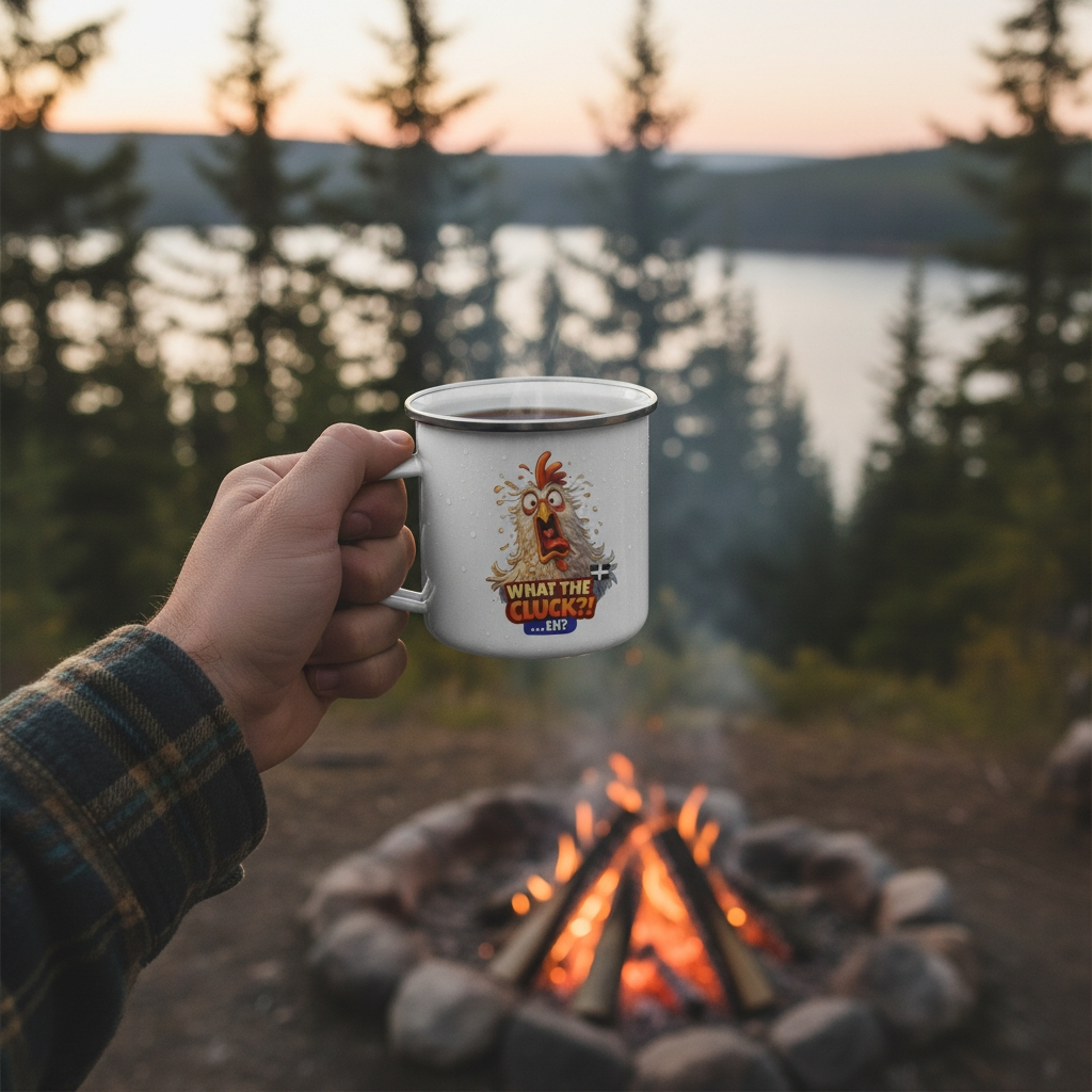 WHAT THE CLUCK EH - COCKREL - Enamel Mug