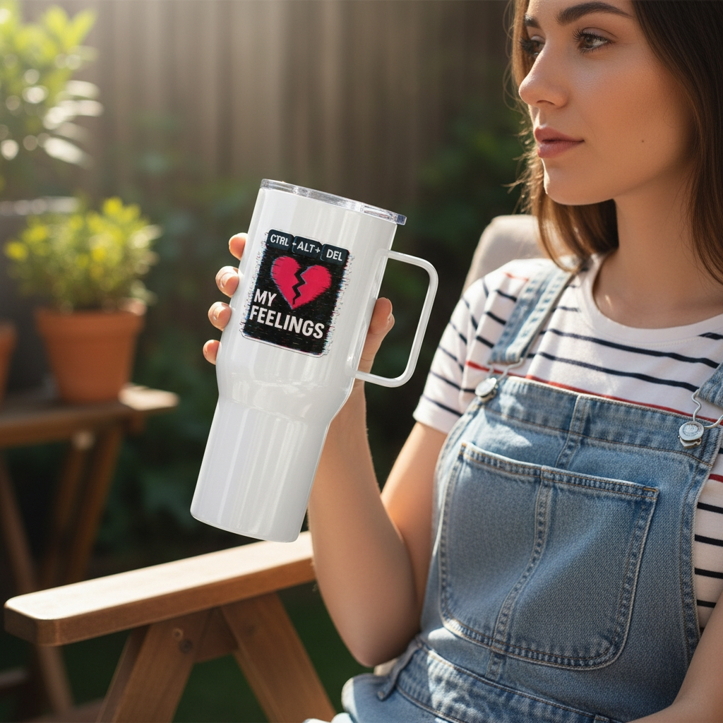 CTRL+ALT+DEL MY FEELINGS - Travel mug with a handle