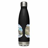 Minack Theatre Cornwalls Scenic Amphitheatre – Stainless Steel Water Bottle black 17oz front — Cornish Treasures