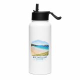 Holywell Bay Cornwall – Coastal Beach Scene - Stainless steel water bottle with a straw lid