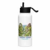 Trebah Garden Cornwall Artwork Design - Stainless steel water bottle with a straw lid
