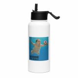 Nevermind the Donut – SS Water Bottle with Straw Lid white 32oz left — Snack Tracks - The Ultimate Parody Album Collection