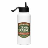 Cornish Calm – SS Water Bottle with Straw Lid white 32oz right — The Brutally Honest Collection