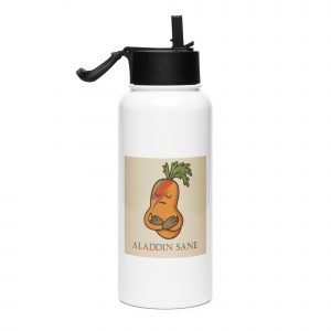 Aladdin Sane Carrot Parody Glass –Stainless steel water bottle with a straw lid – SS Water Bottle with Straw Lid white 32oz right — Snack Tracks - The Ultimate Parody Album Collection