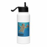 Nevermind the Donut – Stainless steel water bottle with a straw lid