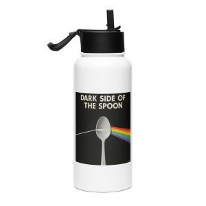 Dark Side of the Spoon – SS Water Bottle with Straw Lid white 32oz right — Snack Tracks - The Ultimate Parody Album Collection