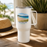 Holywell Bay Cornwall – Coastal Beach Scene - Travel mug with a handle